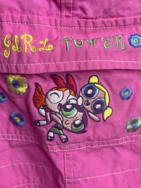 Vtg Y2K Powerpuff Girls Pink Overalls Girl's 10/12 Shortalls Embroidered 2001